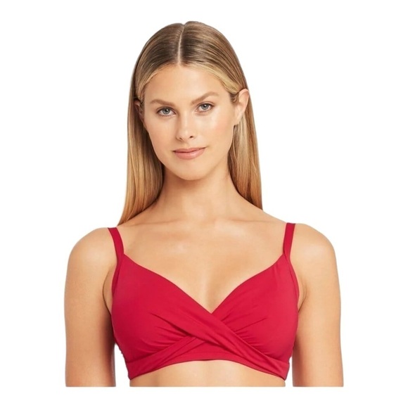 Sea Level Eco Essential Twist Front DD-E Cup Swim Bra in Red NWT - Picture 1 of 6